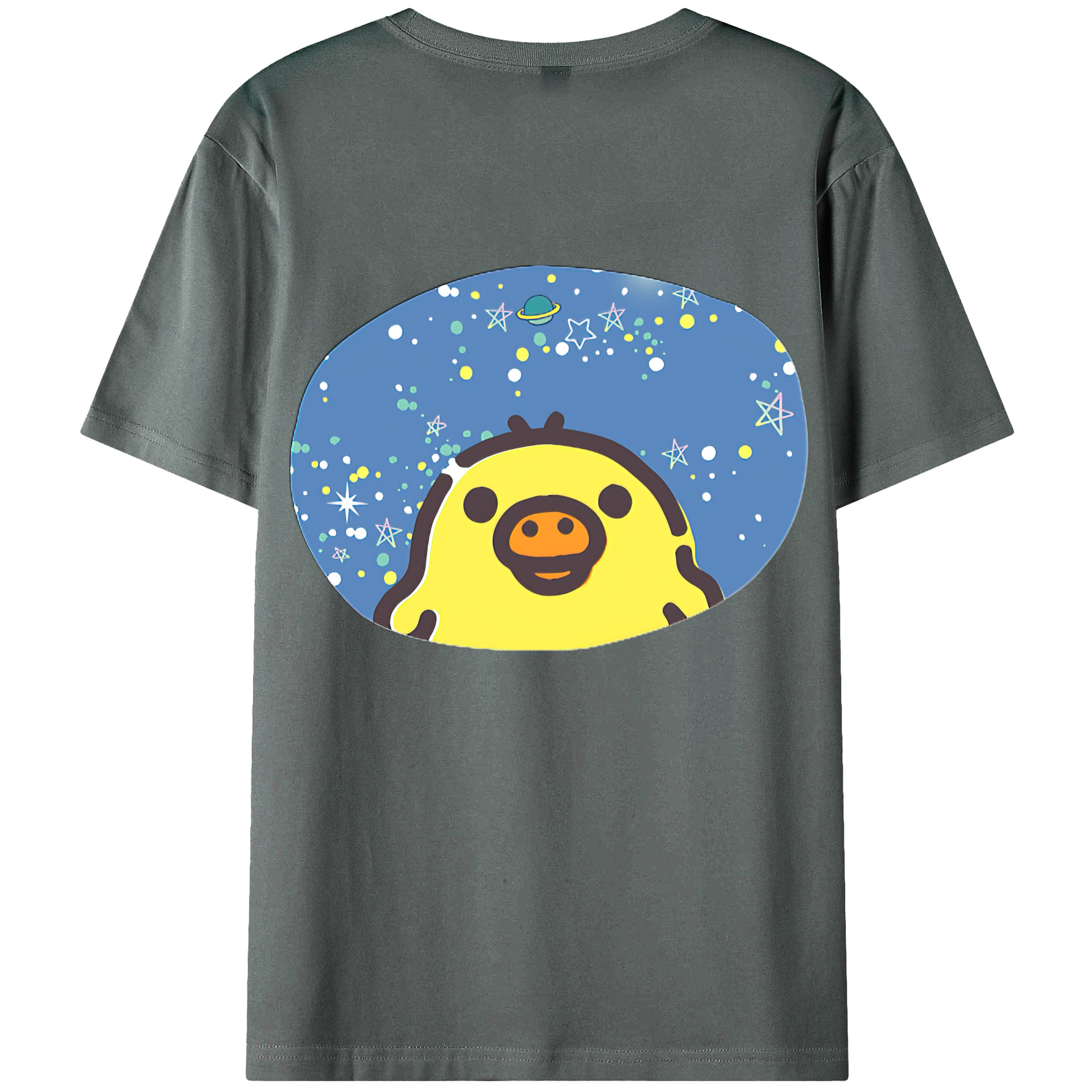 （画像用） リラックマ リラックマ キイロイトリ Rilakkuma Korilakkuma Kiiroitori 綿100％ メンズ半袖Tシャツ（バックプリント） 通気性